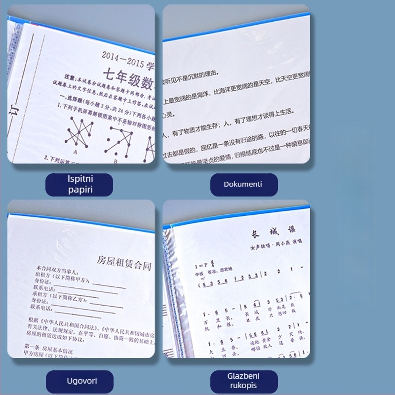 Folder za dokumente velike kapacitete s kopčom i prozirnim umetcima (PP)