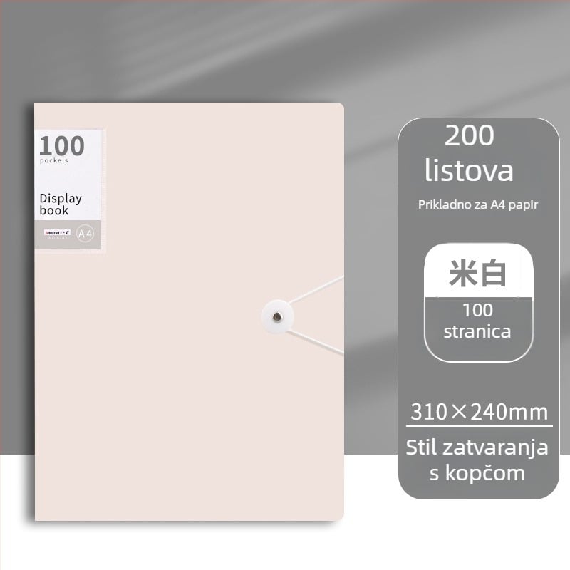 Folder za dokumente velike kapacitete s kopčom i prozirnim umetcima (PP)