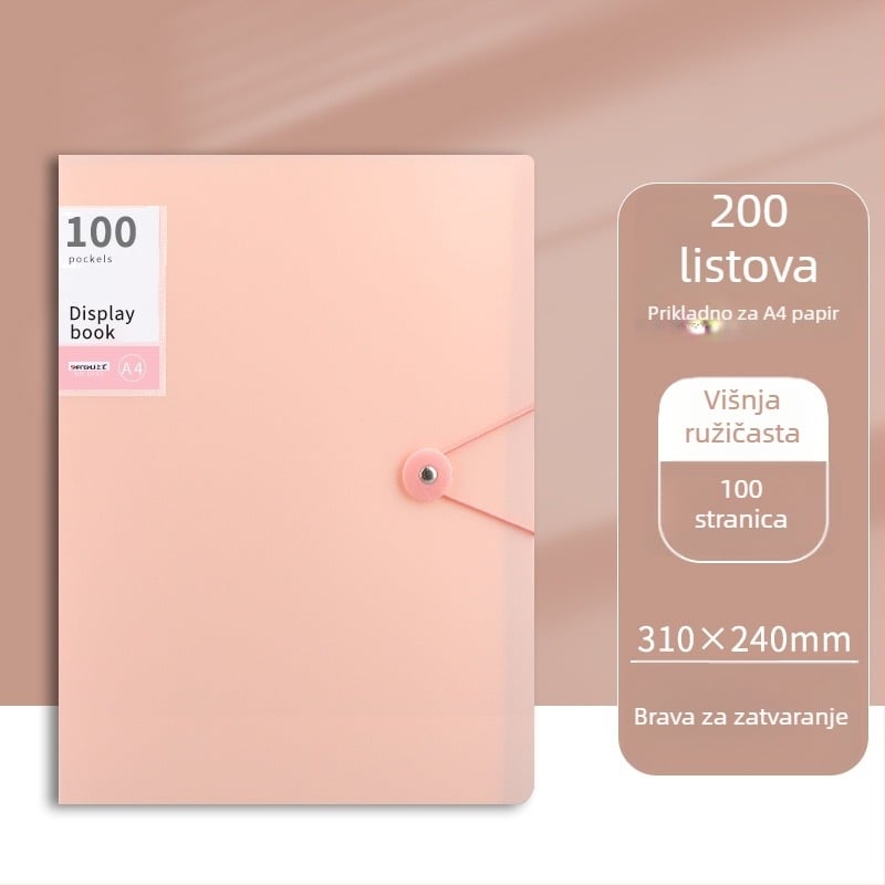 Folder za dokumente velike kapacitete s kopčom i prozirnim umetcima (PP)