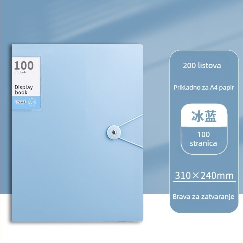 Folder za dokumente velike kapacitete s kopčom i prozirnim umetcima (PP)