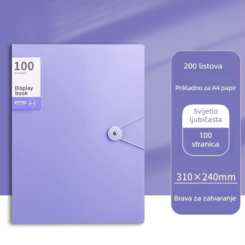 Folder za dokumente velike kapacitete s kopčom i prozirnim umetcima (PP)