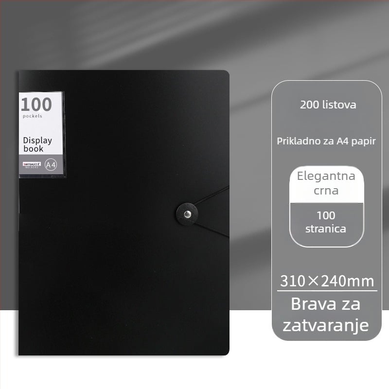 Folder za dokumente velike kapacitete s kopčom i prozirnim umetcima (PP)