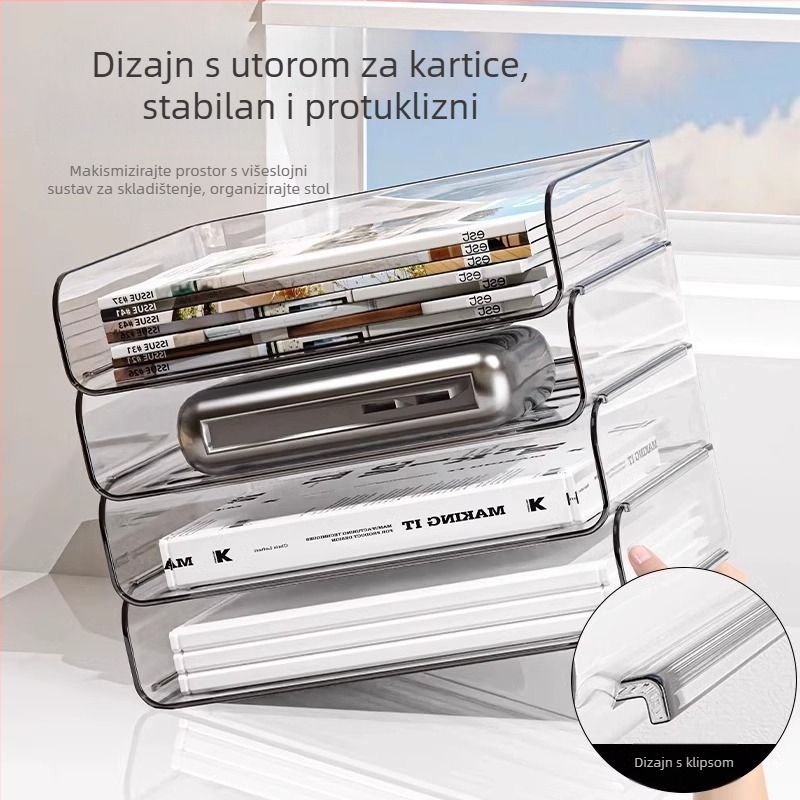 PET materijal, proziran višeslojni stolni držač za dokumente, stohabilan organizator dokumentacije