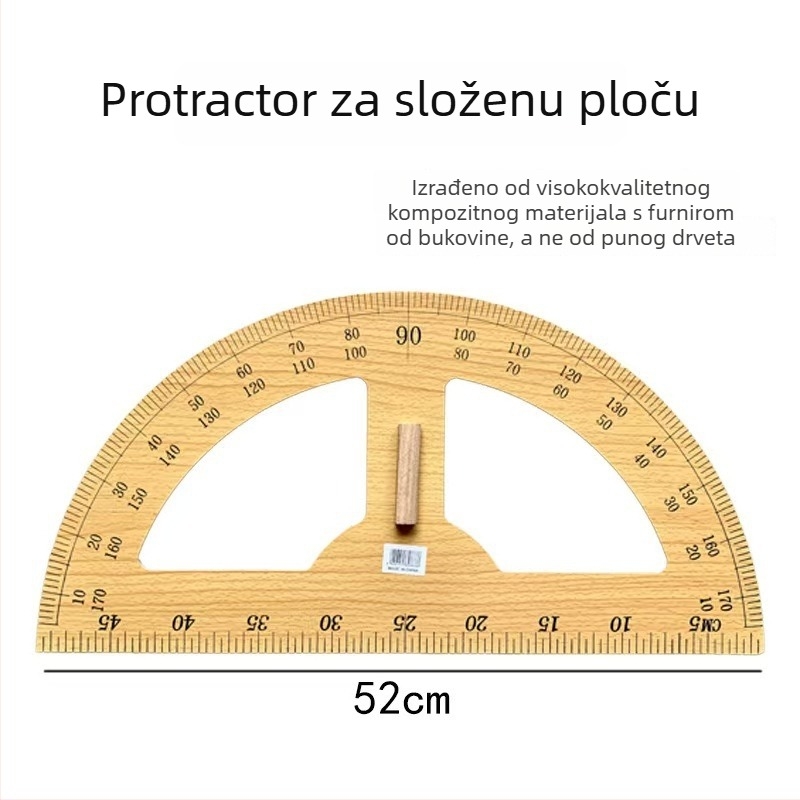 Drveni trokutasti pravilo s pločom za crtanje i držačem, višenamjenski nastavnički alat s kutomjerom i šestarom, 1 kg