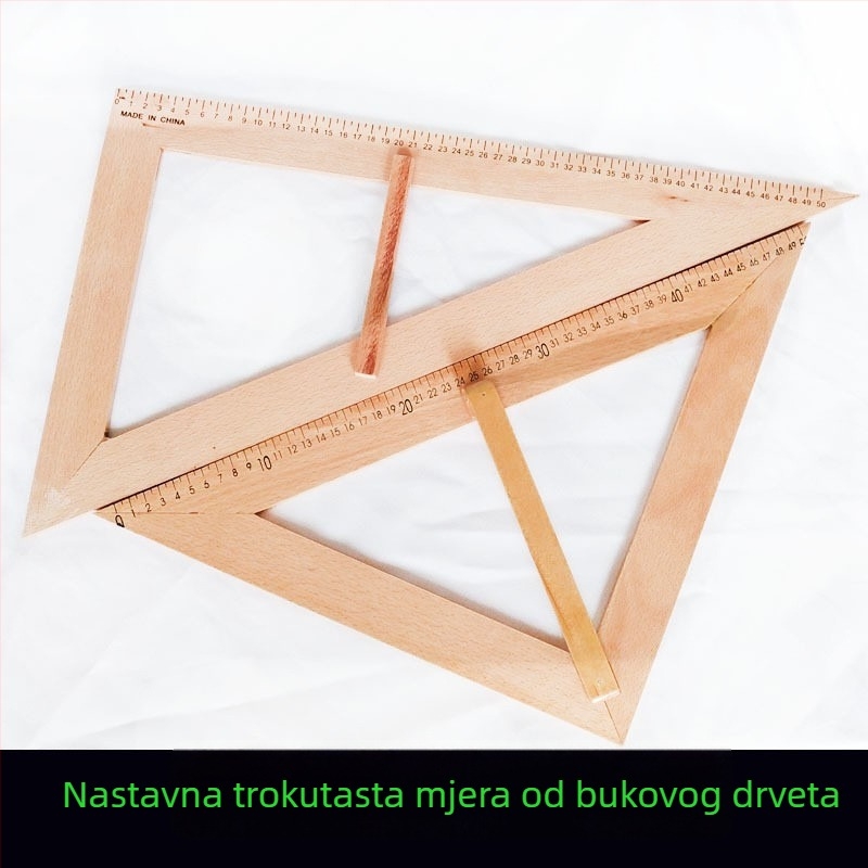 Drveni trokutasti pravilo s pločom za crtanje i držačem, višenamjenski nastavnički alat s kutomjerom i šestarom, 1 kg
