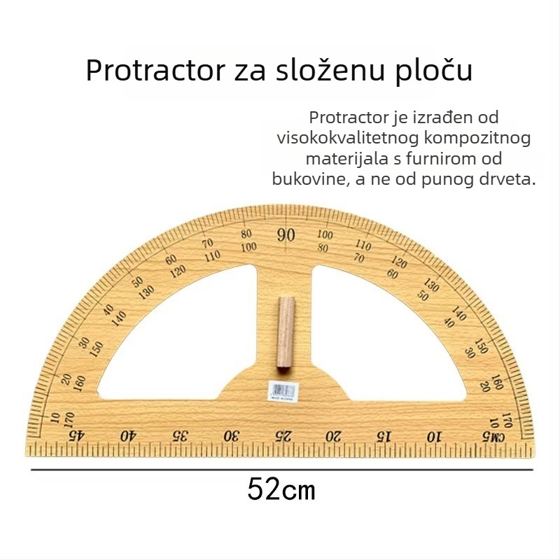 Drveni trokutasti pravilo s pločom za crtanje i držačem, višenamjenski nastavnički alat s kutomjerom i šestarom, 1 kg