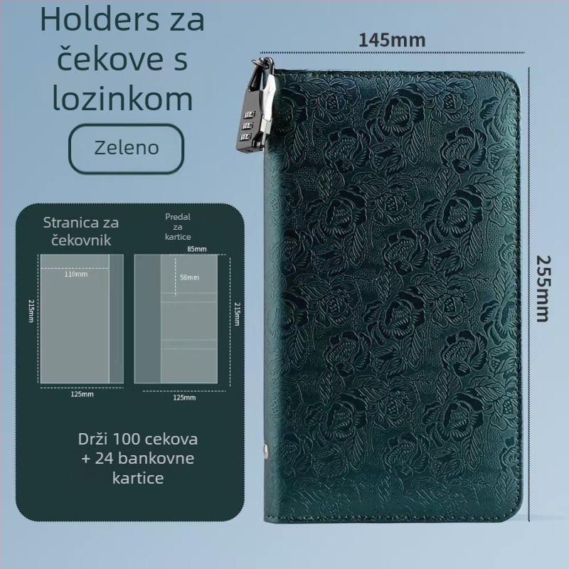 Držač za bankovne knjižice – PU materijal, zaključavanje lozinkom, zip zatvarač, moguć otisak logotipa