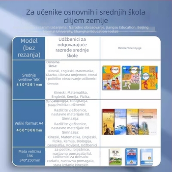 Deli naslovnice za knjige, od Kraft papira, prozirne, kompletni set za prvi razred, debeli mat zaštitni omoti