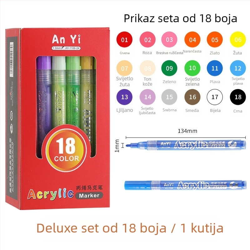 AnYi 1106 set akrilnih markera, brzo sušeći, plastično kućište