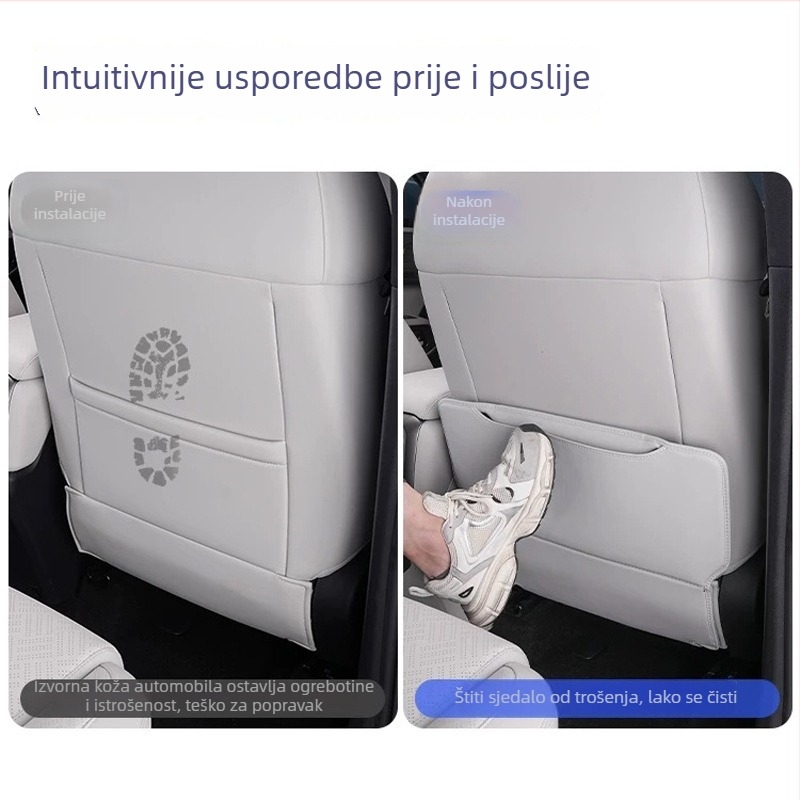 Zaštitni naslon za stražnju sjedalu automobila — koža, punilo od spužve, tisk loga, prilagodljivo, pogodno za sve sezone.