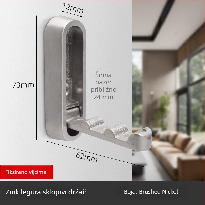 Sklopiva zidna kuka od cinkovog legura, bez bušenja, kuka za kapate i odjeću, moderni minimalistički dizajn (Model 2025.4.5)