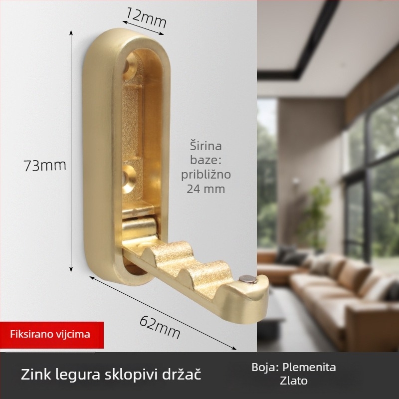 Sklopiva zidna kuka od cinkovog legura, bez bušenja, kuka za kapate i odjeću, moderni minimalistički dizajn (Model 2025.4.5)