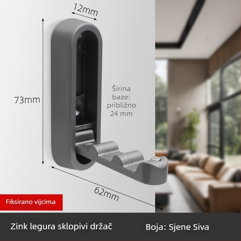 Sklopiva zidna kuka od cinkovog legura, bez bušenja, kuka za kapate i odjeću, moderni minimalistički dizajn (Model 2025.4.5)