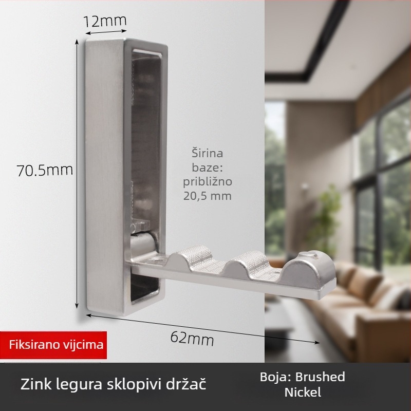 Sklopiva zidna kuka od cinkovog legura, bez bušenja, kuka za kapate i odjeću, moderni minimalistički dizajn (Model 2025.4.5)