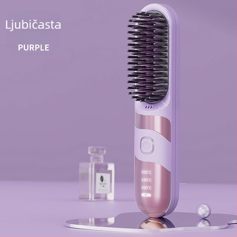 Bežični češalj za ravnanje i kovrčanje kose s turmalin-keramičkim, dvostruka upotreba, 3 postavke temperature, 30W, LCD zaslon