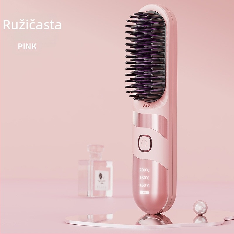 Bežični češalj za ravnanje i kovrčanje kose s turmalin-keramičkim, dvostruka upotreba, 3 postavke temperature, 30W, LCD zaslon