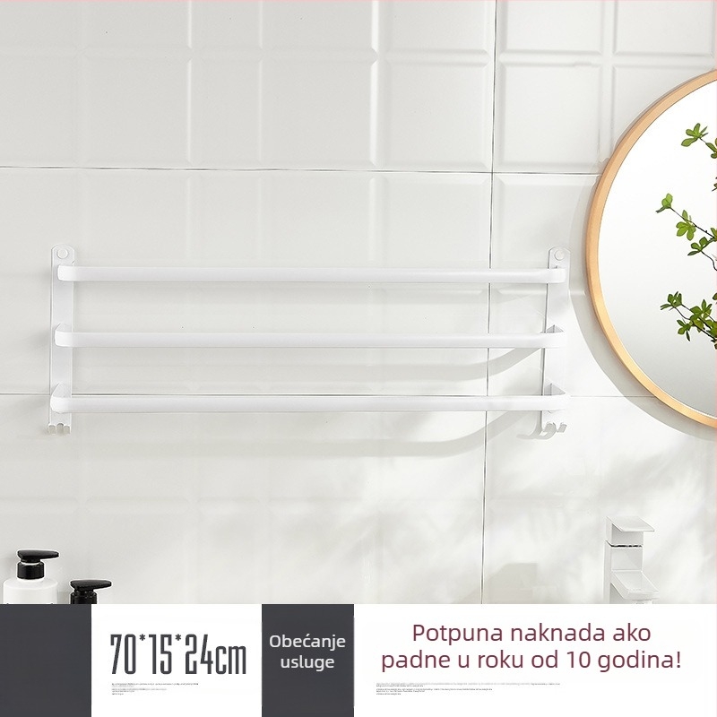 Zidni držač ručnika bez bušenja – aluminijski spoj, tri razine, nosivost 15 kg, završna obrada emajlom