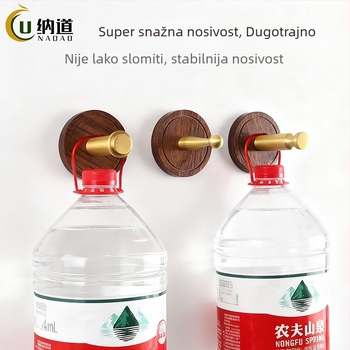 Vješalica za kapute s vakuum kopčom od orašastog drveta – bakrena legura, točeno, univerzalni način montaže, bez bušenja, model 1616-1623/1628/1629