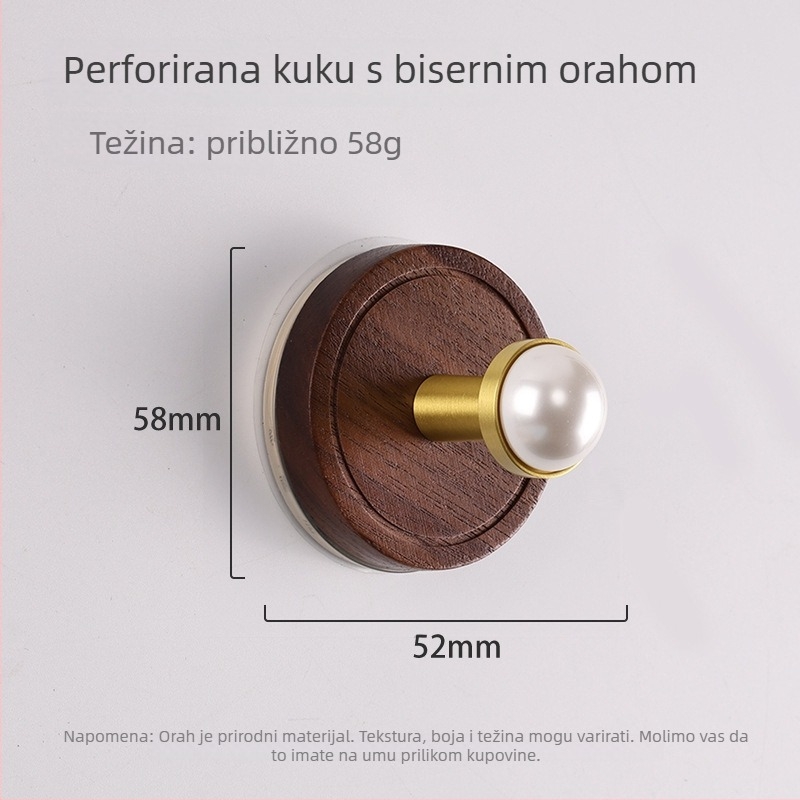 Vješalica za kapute s vakuum kopčom od orašastog drveta – bakrena legura, točeno, univerzalni način montaže, bez bušenja, model 1616-1623/1628/1629