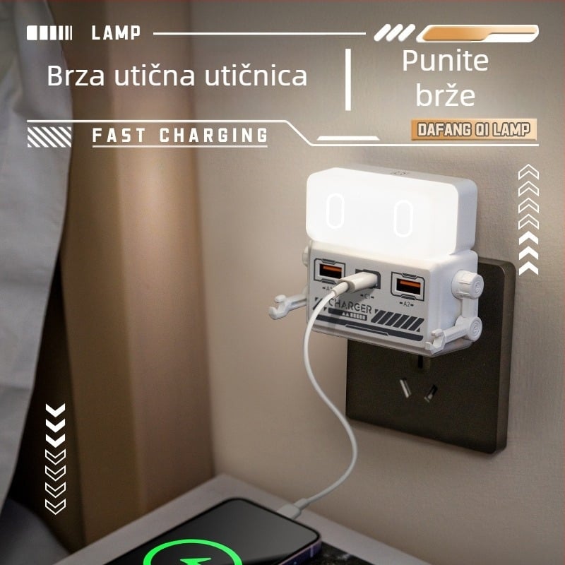 Plug-in noćna lampica s USB portovima za punjenje, daljinsko upravljanje, visokoučinkovito brzo punjenje, više USB sučelja