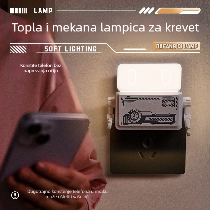 Plug-in noćna lampica s USB portovima za punjenje, daljinsko upravljanje, visokoučinkovito brzo punjenje, više USB sučelja