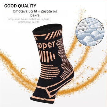 Gležnja potpora pletena s bakrenim ionima, prozračna elastična kompresija, za košarku