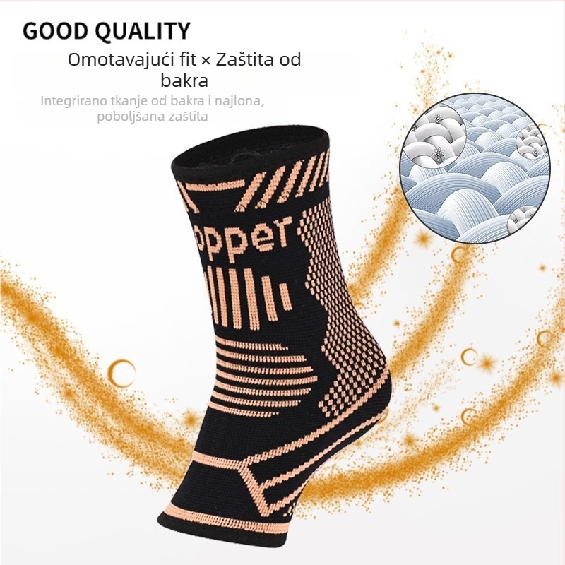 Gležnja potpora pletena s bakrenim ionima, prozračna elastična kompresija, za košarku