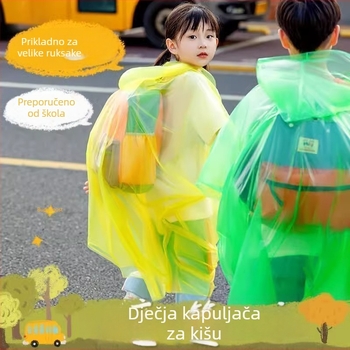 Jednokratno dječje kišno pončo, u punoj dužini, crtani stil, debela verzija