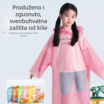 Jednokratno dječje kišno pončo, u punoj dužini, crtani stil, debela verzija