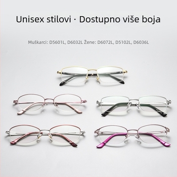 Naočale za čitanje s ultra-laganim legurom okvirom, AC leće, zaštita od plavog svjetla i otpornost na zračenje.