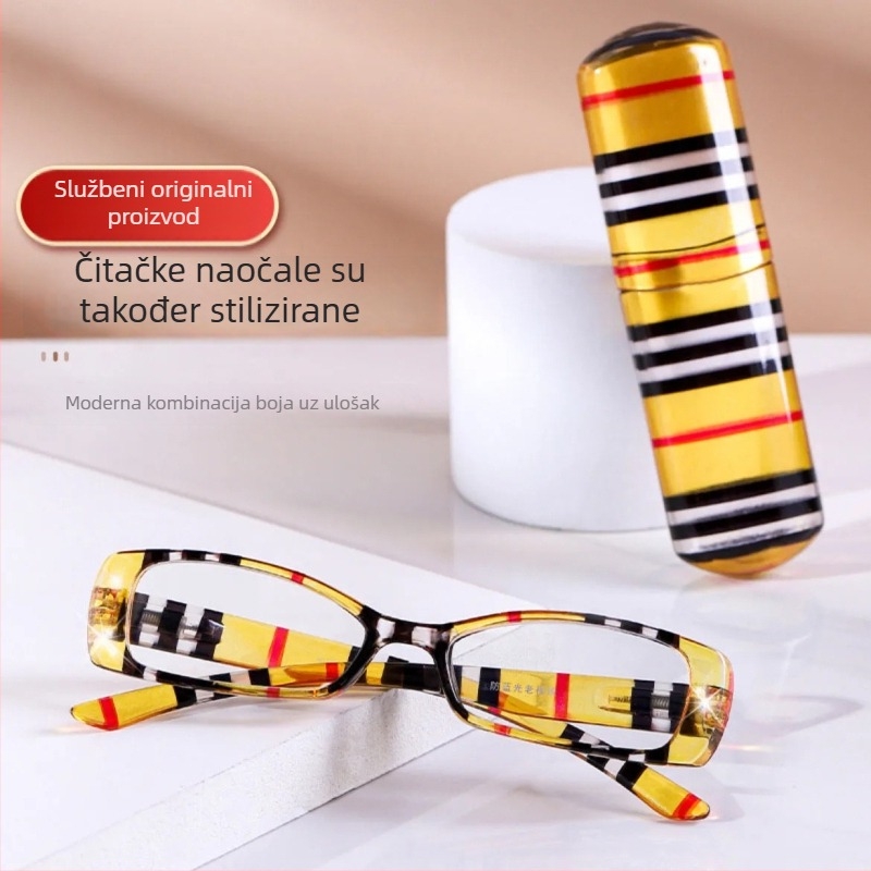 Ženske naočale za čitanje s protiv plavog svjetla, kvadratni puni okvir, leće AC, UV zaštita, za vid blizu i daleko