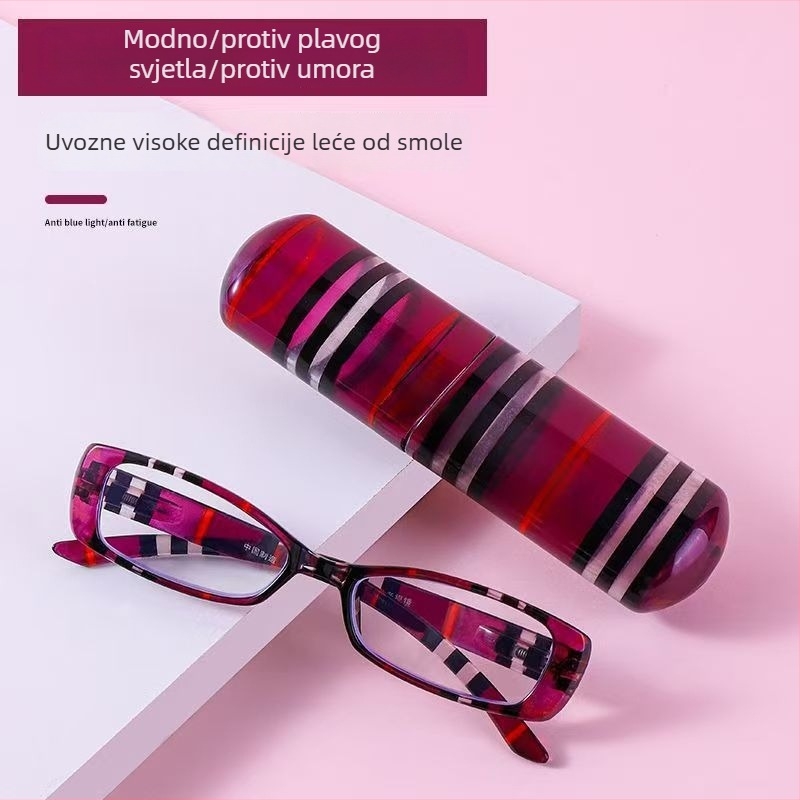 Ženske naočale za čitanje s protiv plavog svjetla, kvadratni puni okvir, leće AC, UV zaštita, za vid blizu i daleko