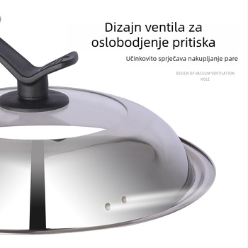 Poklop za lonac od nehrđajućeg čelika – univerzalna primjena, prozirno staklo i vertikalna ručka