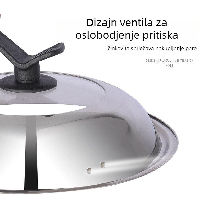 Poklop za lonac od nehrđajućeg čelika – univerzalna primjena, prozirno staklo i vertikalna ručka