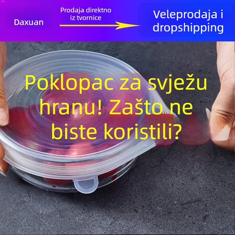 6-dijelni set poklopaca za hladnjak i zdjele – plast – moderan jednostavan dizajn – univerzalni višefunkcionalni poklopci