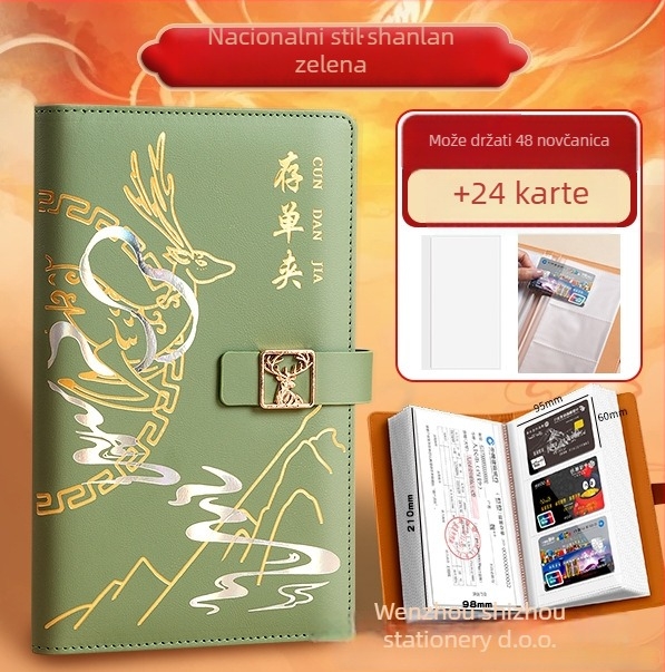 Real Week kožna višestruka klipsa za pohranu dokumenata s motivom glave jelena i prilagodljivim logotipom