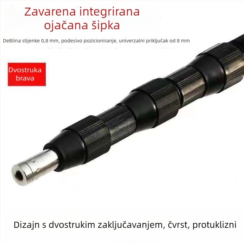 Nerđajući čelični zavareni integrirani štap, izvlačivi višedijelni dizajn, težina 1000 g