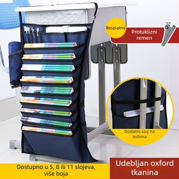 Viseća torba za knjige za stol s protukliznom užicom, Oxford tkanina, višeslojni pretinci (5/8/11 slojeva)