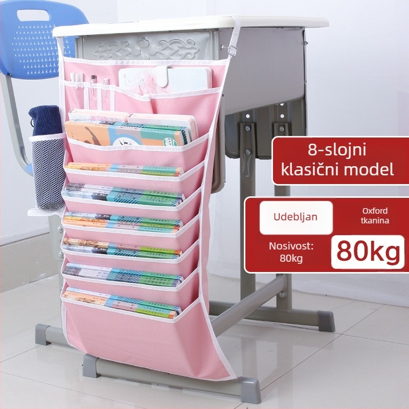Viseća torba za knjige za stol s protukliznom užicom, Oxford tkanina, višeslojni pretinci (5/8/11 slojeva)