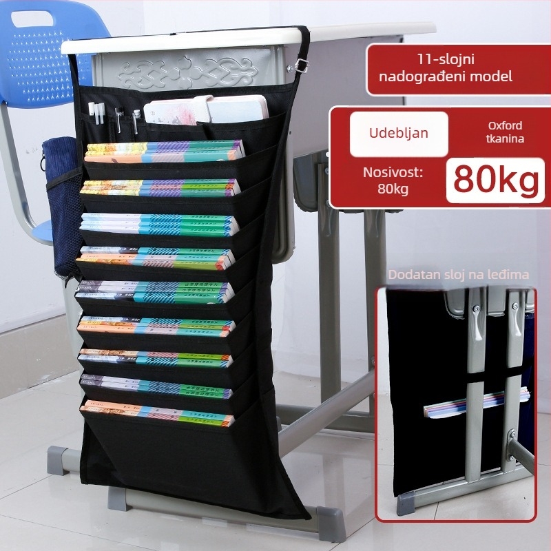 Viseća torba za knjige za stol s protukliznom užicom, Oxford tkanina, višeslojni pretinci (5/8/11 slojeva)