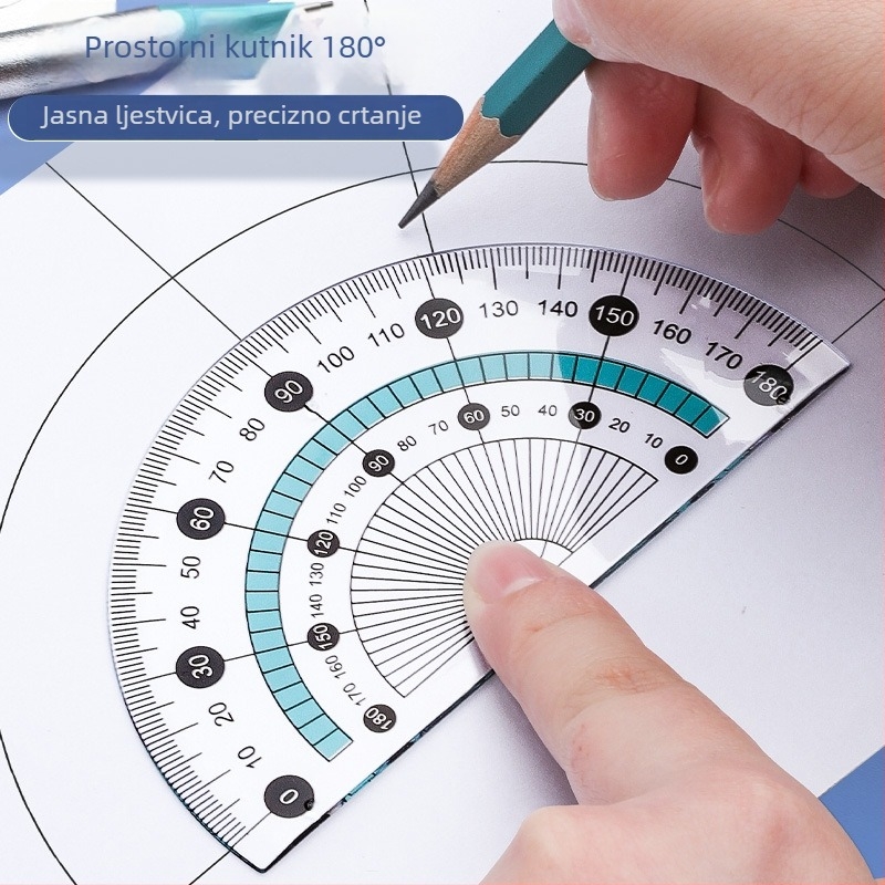 Višefunkcionalni set pravila sa šestarom i trokutnim ravnalom – plastični, model MS-179F, neto masa 140