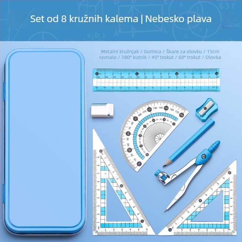 Višefunkcionalni set pravila sa šestarom i trokutnim ravnalom – plastični, model MS-179F, neto masa 140