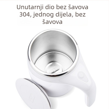 Šalica za kavu od 304 nehrđajućeg čelika s automatskom magnetskom rotacijom, poklopac, prilagodljivo