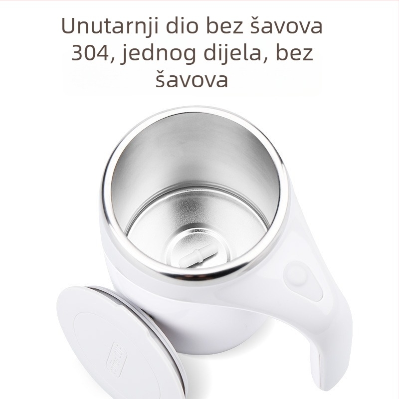 Šalica za kavu od 304 nehrđajućeg čelika s automatskom magnetskom rotacijom, poklopac, prilagodljivo