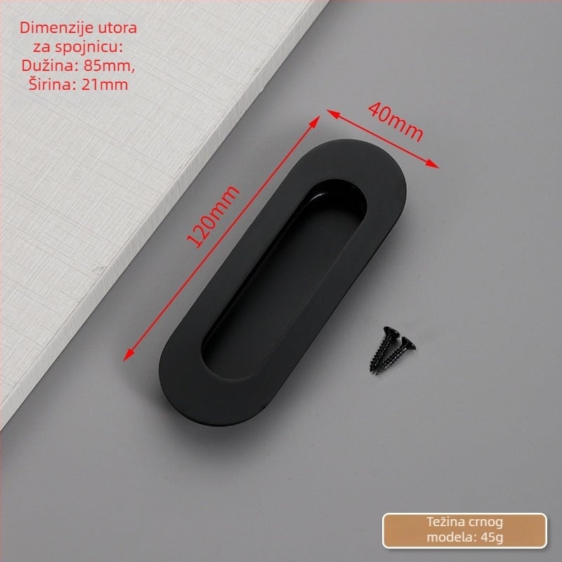 Skrivena ručka za klizna vrata od nehrđajućeg čelika, ugrađena, teksturirani završetak, moderni minimalistički stil