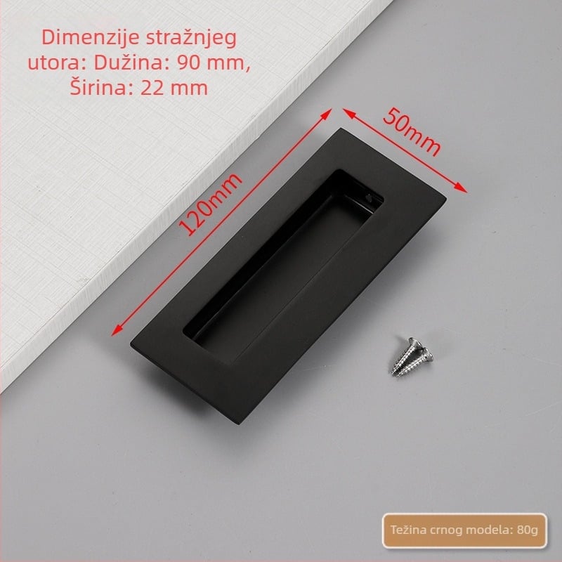 Skrivena ručka za klizna vrata od nehrđajućeg čelika, ugrađena, teksturirani završetak, moderni minimalistički stil