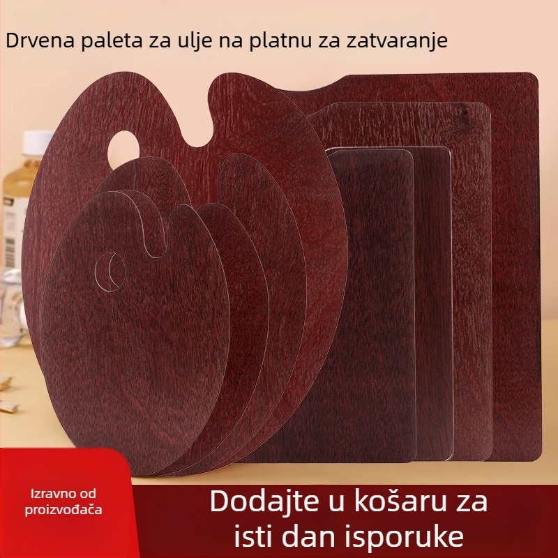 Drvena paleta za uljnu slikanje, ručno izrađena ovalna paleta s glaziranim završetkom, za studente umjetnosti