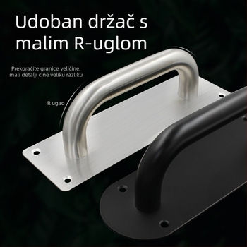 Držač pločaste ručke od nehrđajućeg čelika, moderni minimalistički dizajn, završna obrada wire-drawing, za protupožarna vrata