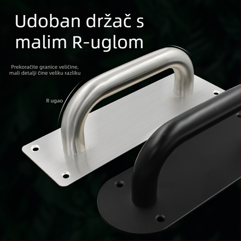 Držač pločaste ručke od nehrđajućeg čelika, moderni minimalistički dizajn, završna obrada wire-drawing, za protupožarna vrata