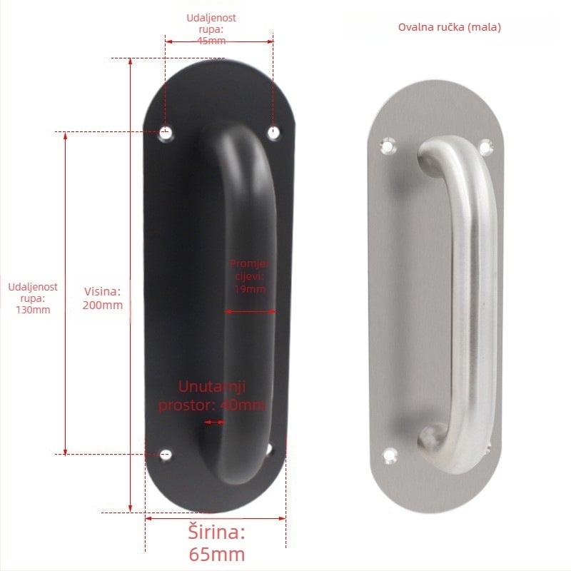 Držač pločaste ručke od nehrđajućeg čelika, moderni minimalistički dizajn, završna obrada wire-drawing, za protupožarna vrata